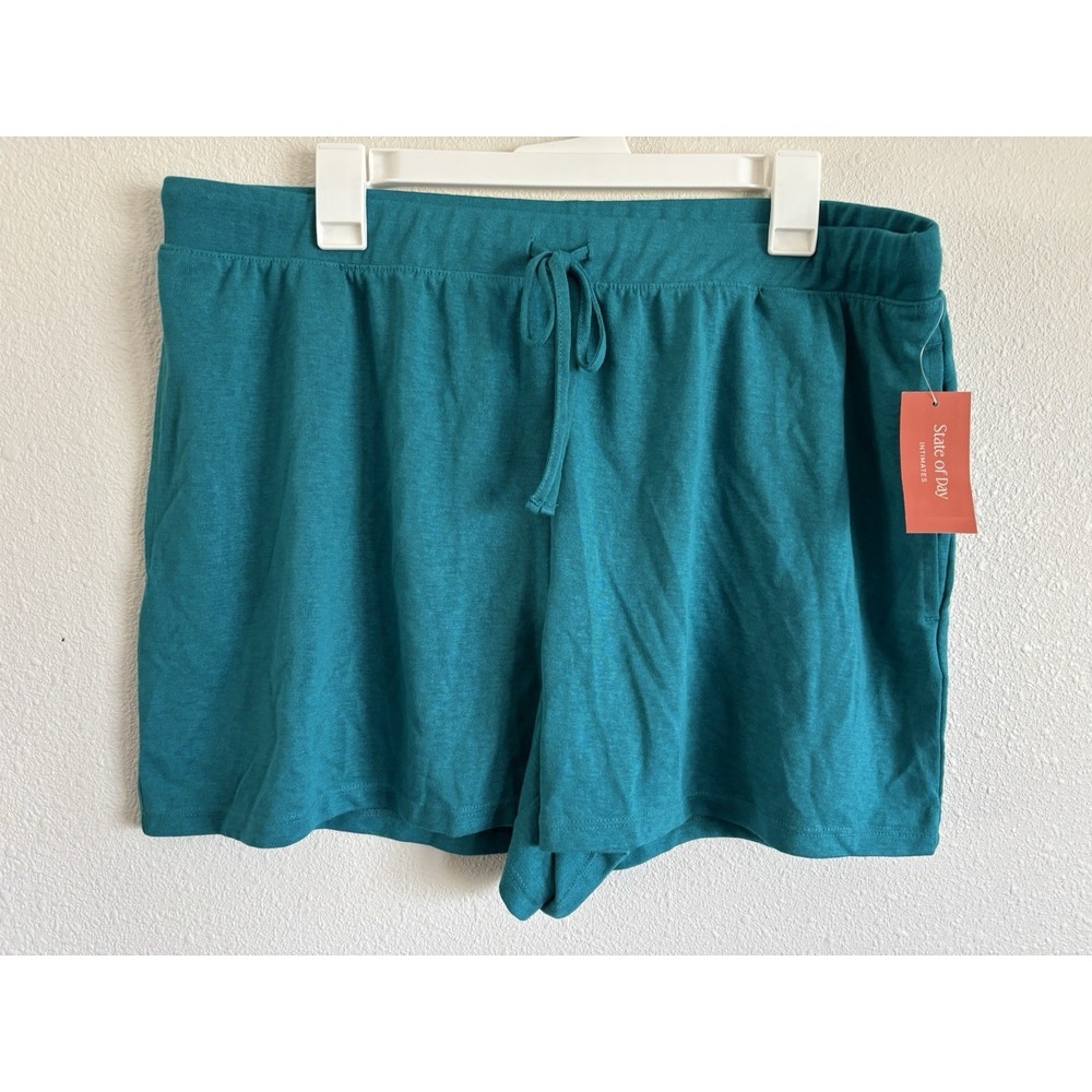State of Day Intimates Teal Sapphire Lounge Sleep Shorts Women's XL NWT